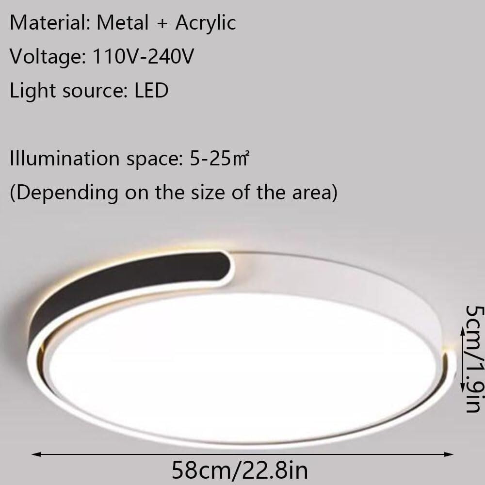 Three-Color Dimming Ceiling Light Thin Flat Modern Flush Mount Ceiling Lamp Warm Romantic Home LED Ceiling Light Fixture for Living Room Bedroom Dining Room Kitchen Study Room(Gold,58cm)