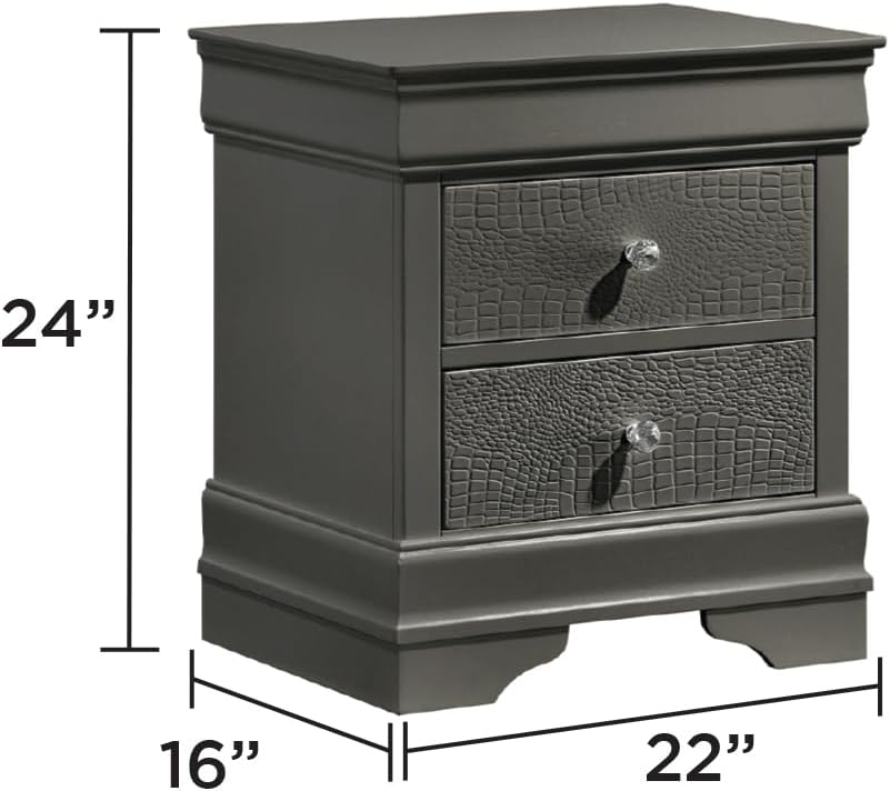 GOWE Blaze Upholstered Modern Style 5 Pc Full Bedroom Set with LED Headboard Made with Wood in Metallic Gray(CA Warehouse)