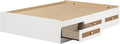 South Shore Bloom Mates Bed with 3 Drawers, Full, White and Faux Printed Rattan