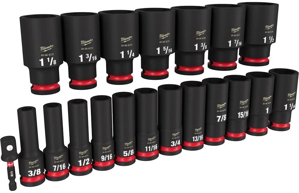 Milwaukee ShockWave 1/2 in. drive SAE 6 Point Deep Impact Rated Socket Set 19 pc
