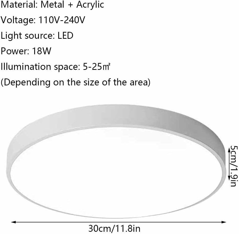 Simple Round LED Ceiling Lamp 3000K-6000K Dimming Thin Flat Ceiling Light Modern Flush Mount Ceiling Light Fixture for Living Room Bedroom Dining Room Kitchen Study Room Corridor(30cm)
