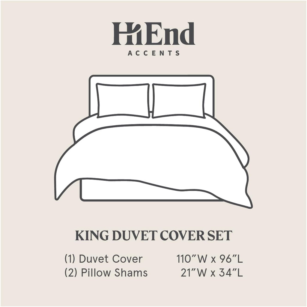 HiEnd Accents Pastoral Jacquard 3 Piece Duvet Cover Set with Pillow Shams, King, Rose Metallic Tree Floral Abstract Pattern, Modern Style Luxury Bedding Set, 1 Comforter Cover, 2 Pillowcases