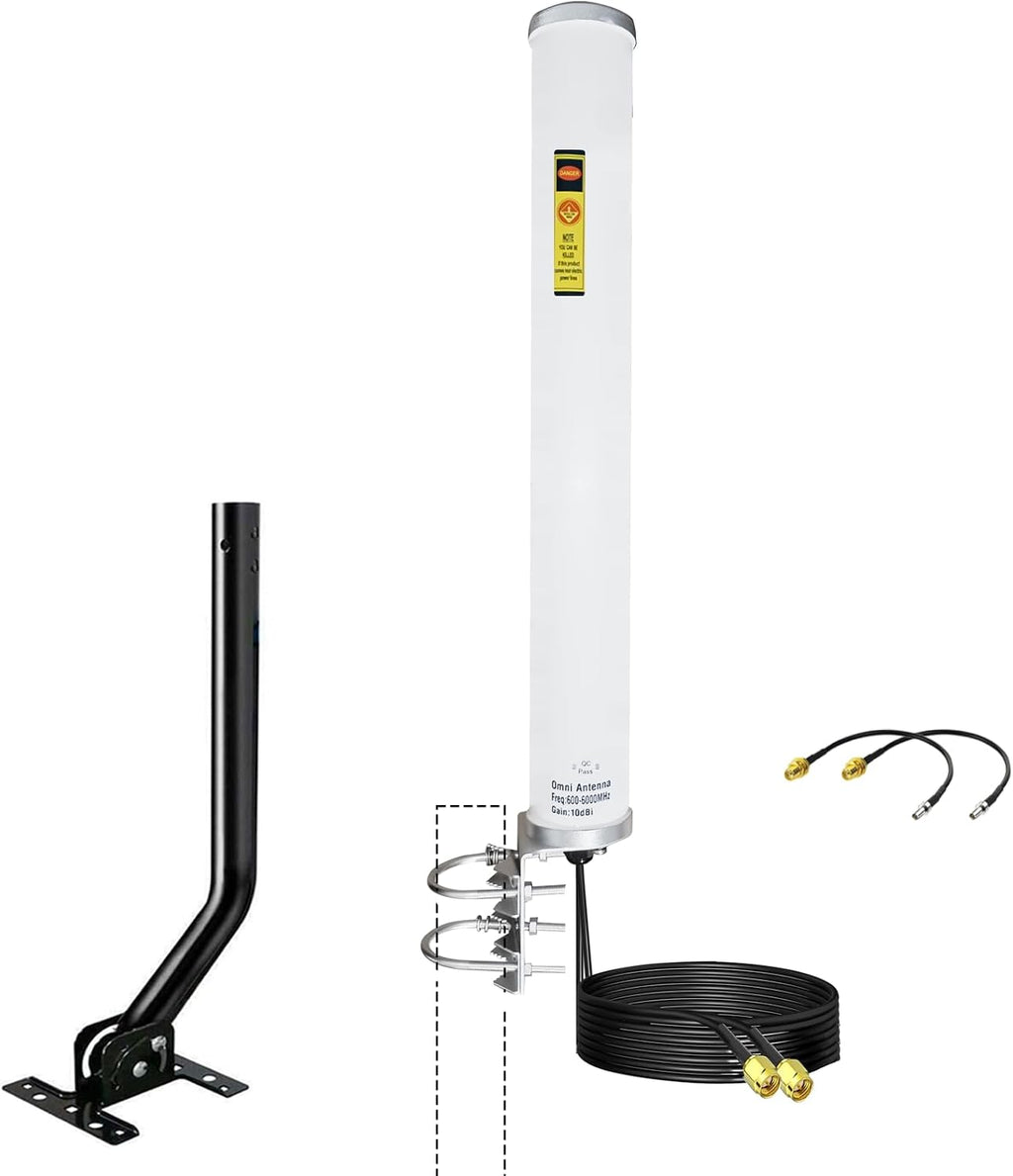 Omni Directional 5G 4G LTE Cellular Antenna for t Mobile, SMA ts9 Outdoor 2x2 MIMO Antennas for 4G LTE Modem/ 5G Router, 16.5 ft Cable SMA Male/ ts9/ mouthing Pole