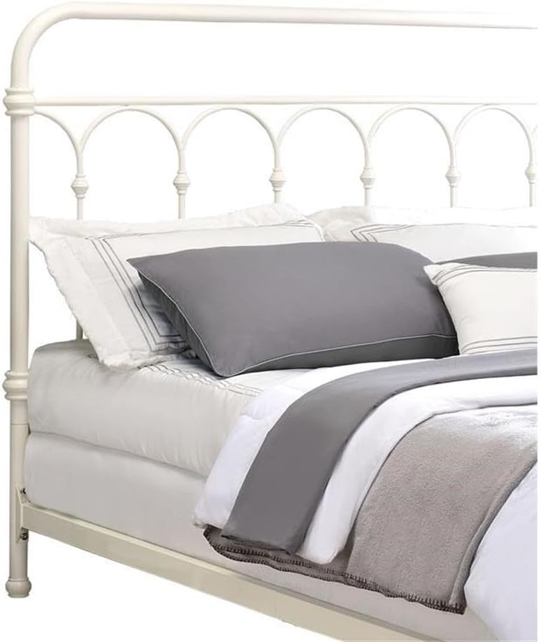 Acme Citron Metal Full Bed with Spindle Headboard and Footboard in White