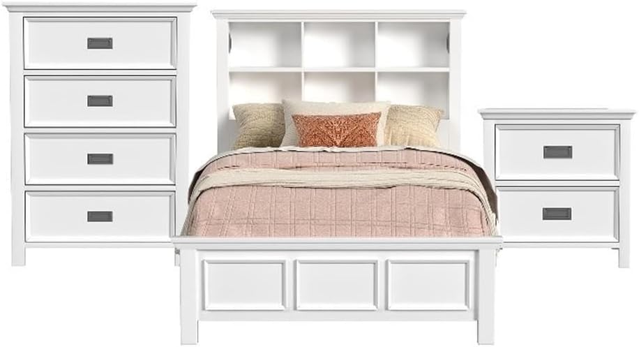 Picket House Brooklyn Kids Full Bookcase 3PC Bedroom Set in White
