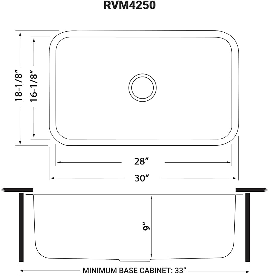 Ruvati 30-inch Undermount Kitchen Sink Single Bowl - 16 Gauge Stainless Steel Kitchen Sink with Brushed Finish hides scratches - Easy-to-Clean Single Bowl Undermount Sinks - RVM4250