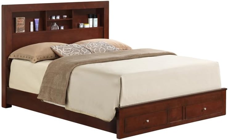 Maykoosh Upholstered Platform Bed with Drawers & Shelving - Bedroom Furniture Set
