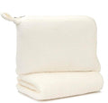 KASHWÉRE Solid Travel Blanket in Zipper Pouch, Use as Mini Throw or Pillow (Crème)
