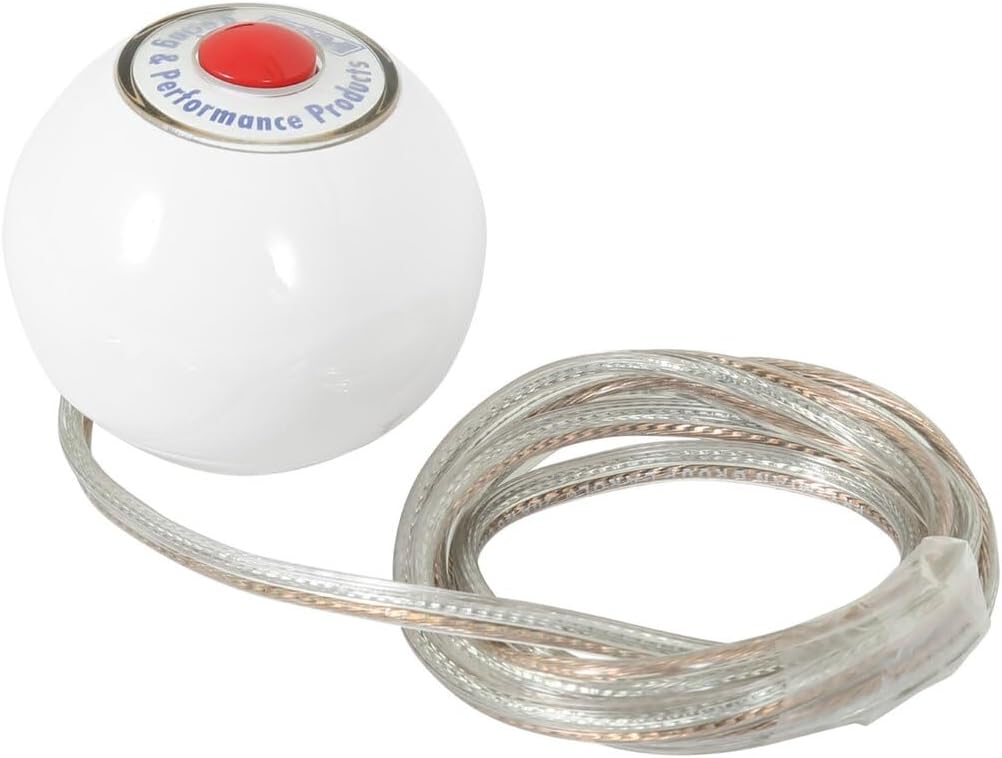 B&M 46112 White Replacement Shifter Knob with Button and SAE Threads