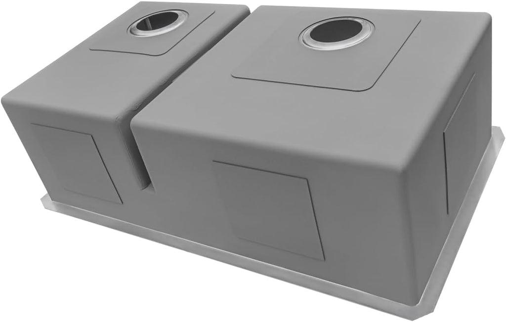 Ruvati 33-inch Low-Divide Rounded Corners Undermount Kitchen Sink - 40/60 Double Bowl Kitchen Sinks - 16 Gauge Stainless Steel Kitchen sink with Brushed Finish hides scratches - RVH7418