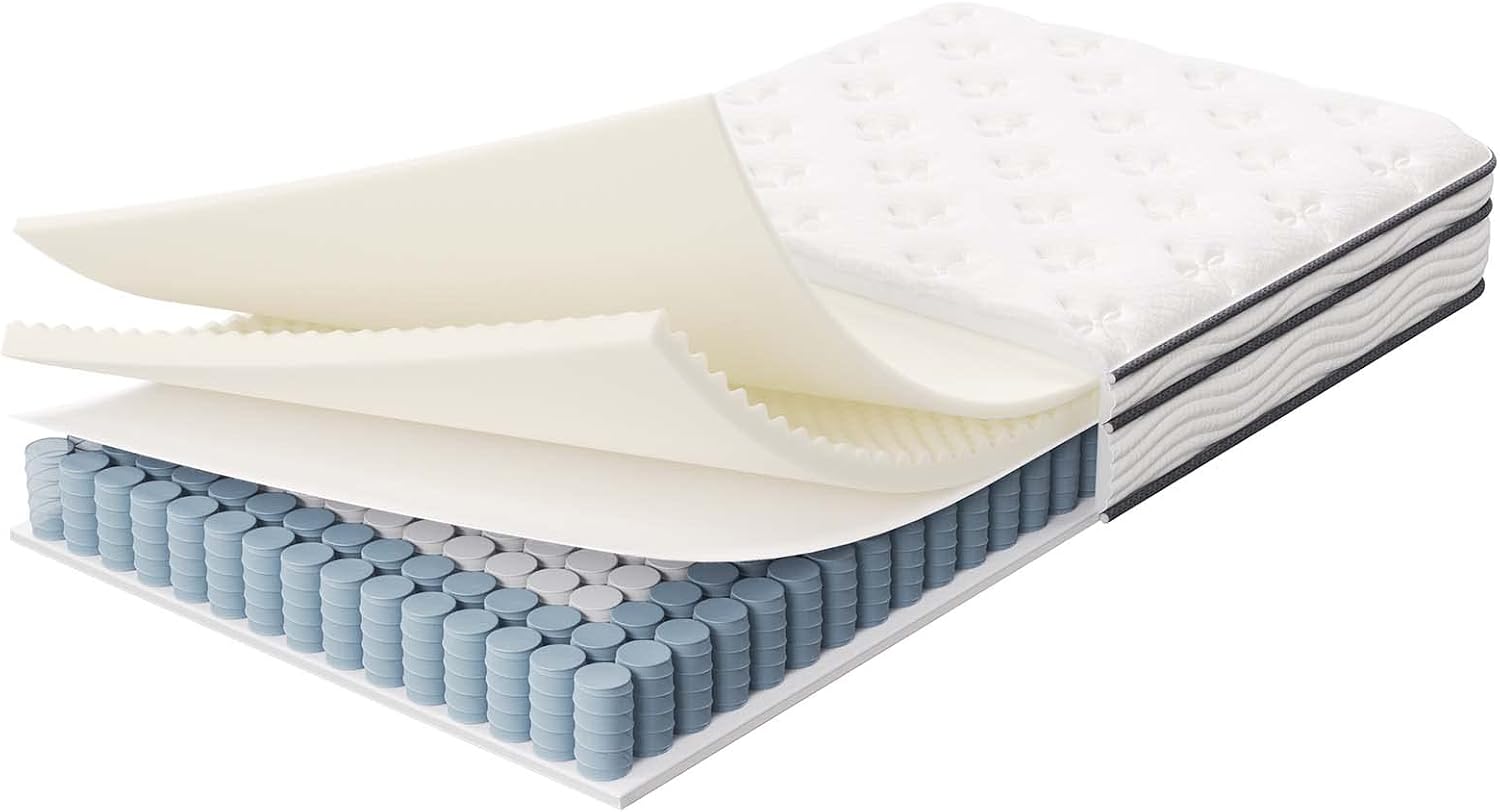 Modway Jenna 8' Innerspring and Memory Foam Twin Mattress With Individually Encased Coils, White