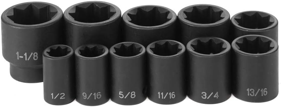Grey Pneumatic (1311S) 1/2' Drive 11-Piece 8-Point Standard Socket Set