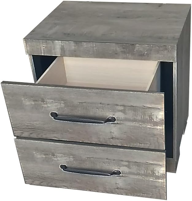 Best Quality Furniture 4Pc Antique Gray Wood Panel Bedroom Set with Headlamps