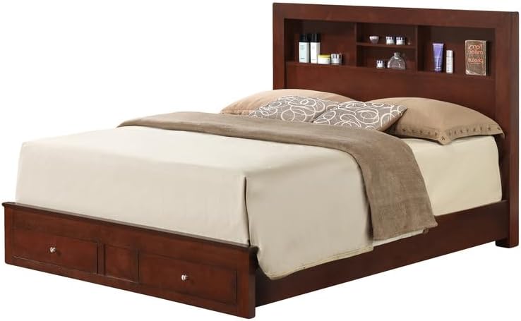 Maykoosh Upholstered Platform Bed with Drawers & Shelving - Bedroom Furniture Set