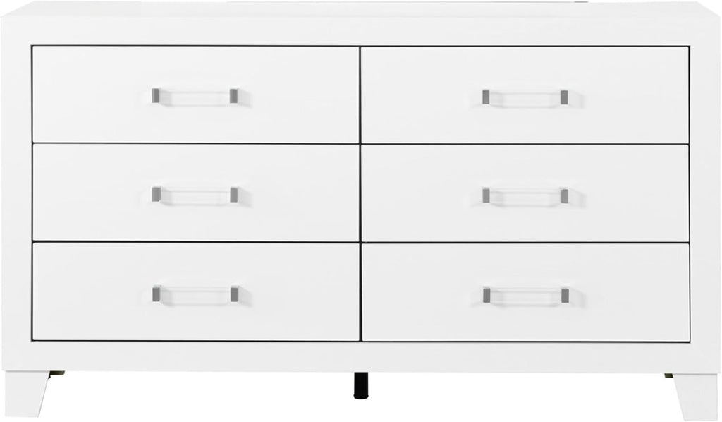 5PC White Full 5PC Bedroom Set with LED