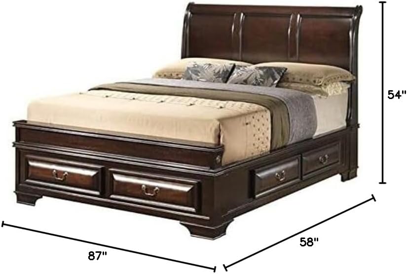 Glory Furniture LaVita Full Storage Bed w/Wood Panel Headboard in Cappuccino