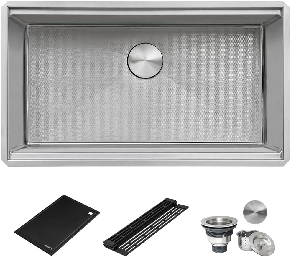 Ruvati Hex Bottom 30-inch Workstation Scratch Resistant Embossed Texture Kitchen Sink Stainless Steel - RVH8630