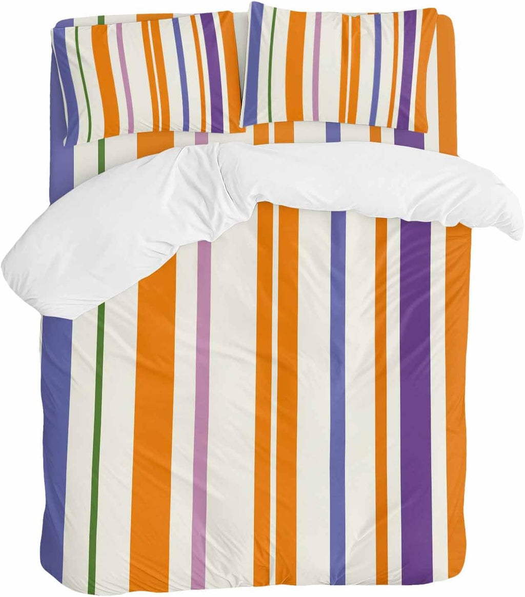 Prime Leader Abstract Basics Pattern Duvet Cover Set Queen Size 4 Pieces Colorful Stripes Modern Style Bedding Set with Zipper Closure, 1 Comforter Cover 92x106 Inches 1 Flat Sheet & 2 Pillow Cases