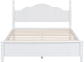 Bedroom Set of Furniture, Wooden Platform Bed and Two Bedside Tables, for Family Use(White(Queen))