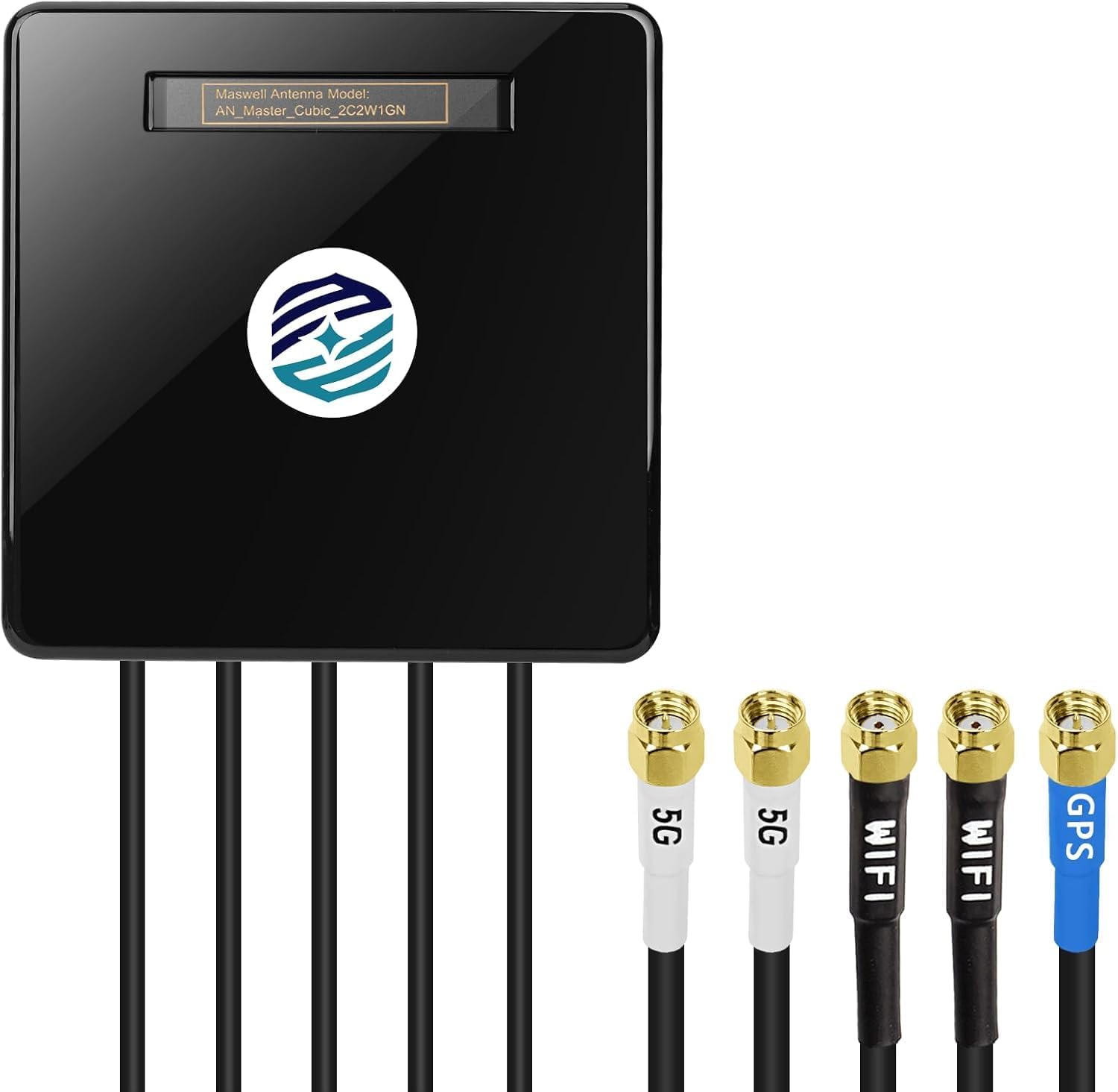 Maswell 2X2 5G MIMO 2X2 WIFI7 and GNSS Antenna 600MHz~8.0GHz Antenna Cellular 5G 4G LTE 3G WiFi6E UWB and GSM Screw Mount Cubic SMA Male RP SMA Plug Waterproof
