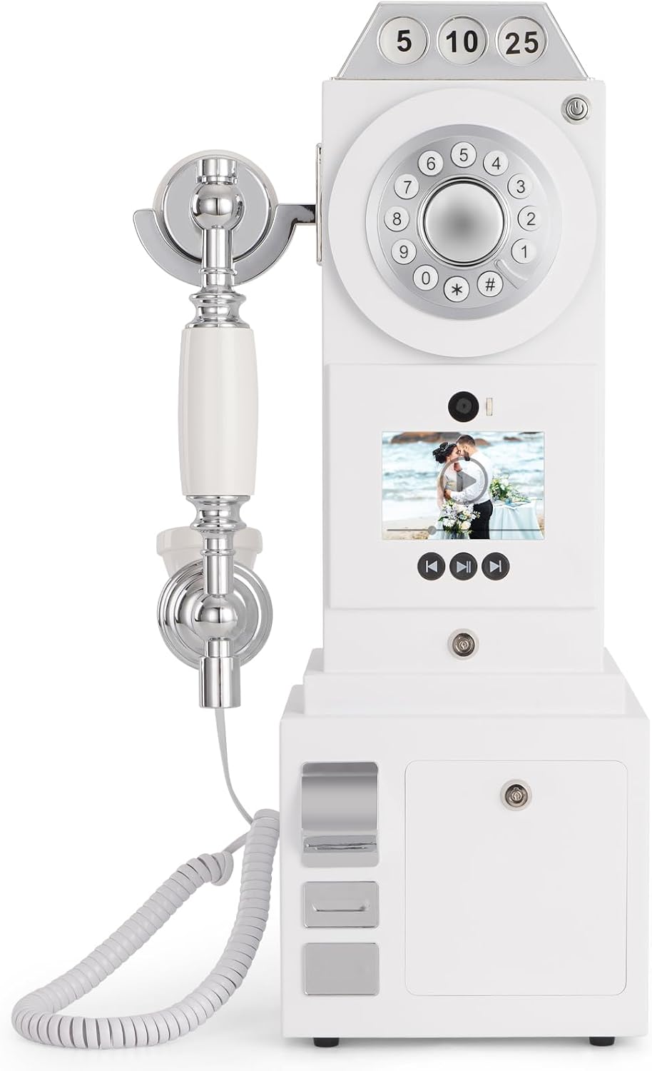UKBW Video Audio Guest Book Wedding Phone, Record Customized Video Audio Messages, Video Audio Phone guestbook for Preserving Variety of Memorable Party Occasions(White)