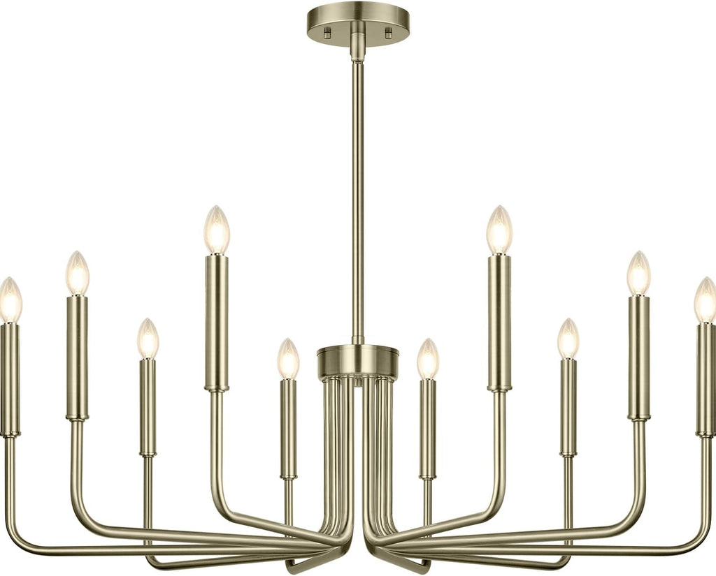 Lynnoland Brass 10-Light Farmhouse Chandelier for Dining Room Lighting Fixtures Hanging, Vintage Candle Pendant Light Fixtures Chandelier for Bedroom, Foyer and Living Room