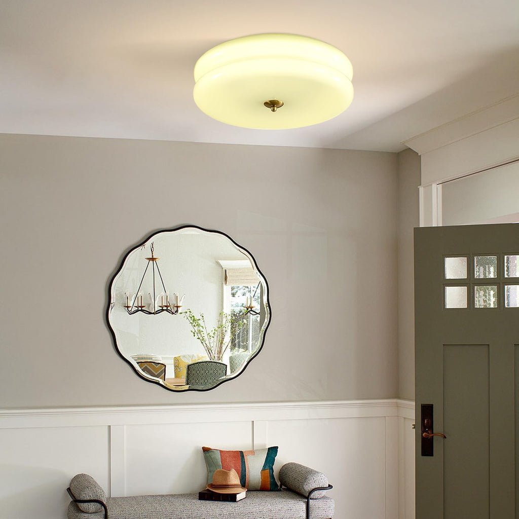 KCO Lighting Mid Century Modern LED Ceiling Lights Mint Green Glass Ceiling Lamp Large Hallway Ceiling Light Nordic Vintage Round Semi Flush Ceiling Light Fixture