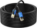 Cat7 Ethernet Cable Cat7 Outdoor Cable Triple Shielding SSTP 10Gbps 600MHz Ethernet Patch Cable for Modem Router LAN RJ45, UV/Water Proof, Direct Burial, PE Jacket (400FT)