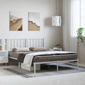 Sturdy Steel King Size Bed Frame with Headboard, 59 x 79 Inches in White Powder-Coated Finish, Traditional Design for Bedroom and Guest Room Furniture