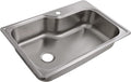 33-Inch Handmade Stainless Steel Single Bowl Drop-In Kitchen Sink, 18-Gauge with Single-Hole Faucet Compatibility – Design House, 113118