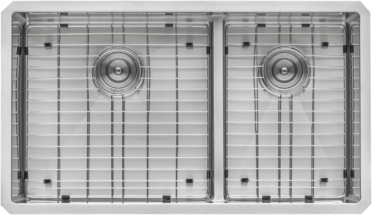Ruvati 33-inch Low-Divide Undermount Tight Radius 60/40 Double Bowl 16 Gauge Stainless Steel Kitchen Sink - RVH7419
