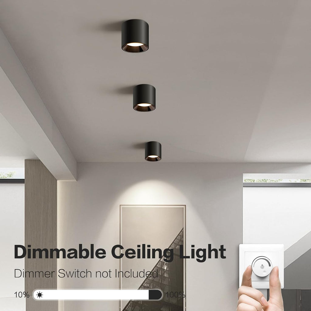Hallway Light Flush Mount Modern LED Ceiling Light Fixtures for Kitchen Entryway,Dimmable Close to Ceiling Lighting, 4.6'' Cylinder Ceiling Lamps for Dining Room Living Room,20W 4000K 3-Pack