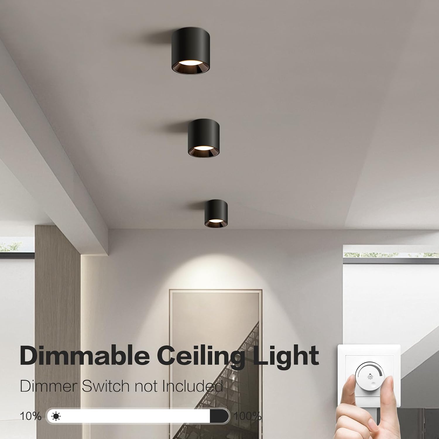Hallway Light Flush Mount Modern LED Ceiling Light Fixtures for Kitchen Entryway,Dimmable Close to Ceiling Lighting, 4.6'' Cylinder Ceiling Lamps for Dining Room Living Room,20W 4000K 3-Pack