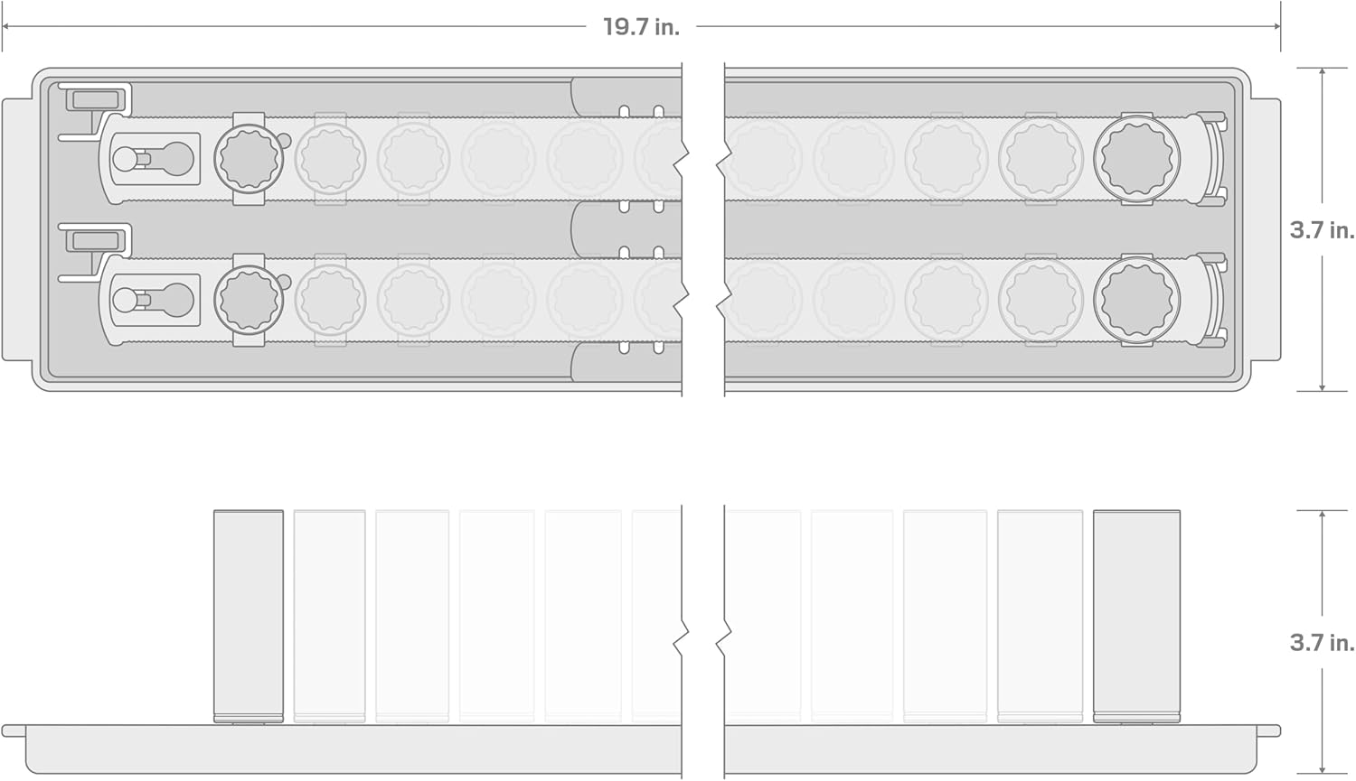 TEKTON 1/2 Inch Drive Deep 12-Point Socket Set with Rails and Tray, 23-Piece (10-32 mm) | SHD92121