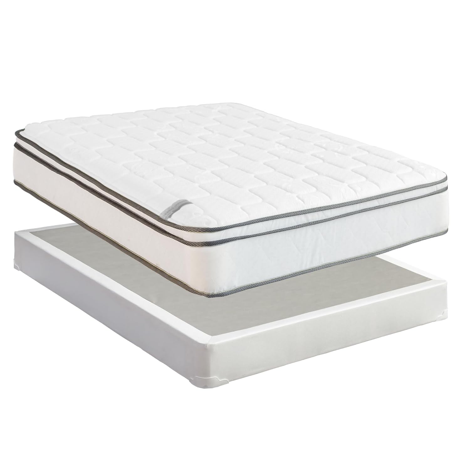 Nutan, 9-Inch Meduim Plush Eurotop Innerspring Mattress with 4' Wood Box Spring Set, Full