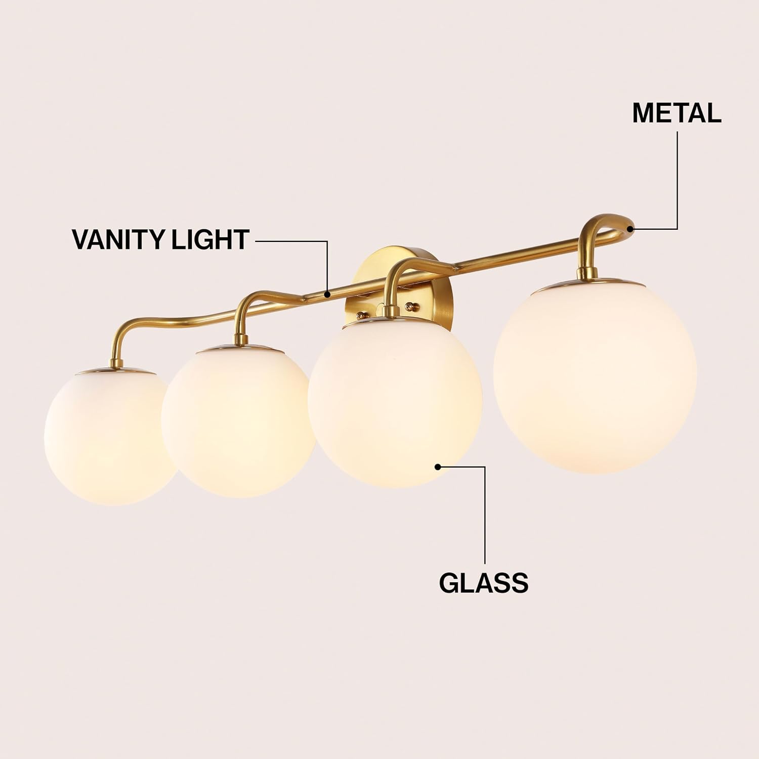 JONATHAN Y 31' Gold Painting Modern Globe Wall Sconce Vanity Light for Bathroom, White Frosted Glass Shade, Midcentury Parisian Bistro Wall Lamp, LED Bulb Included (JYL3558A)