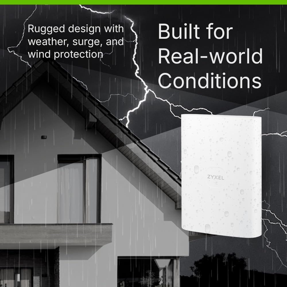 Zyxel 5G Router Outdoor IP55 Protection | High Speed 7 Gbps | 2.5GbE PoE LAN | Nebula Cloud Managed | Desk, Wall, Window or Pole Mount | Weather Resistant [FWA70]