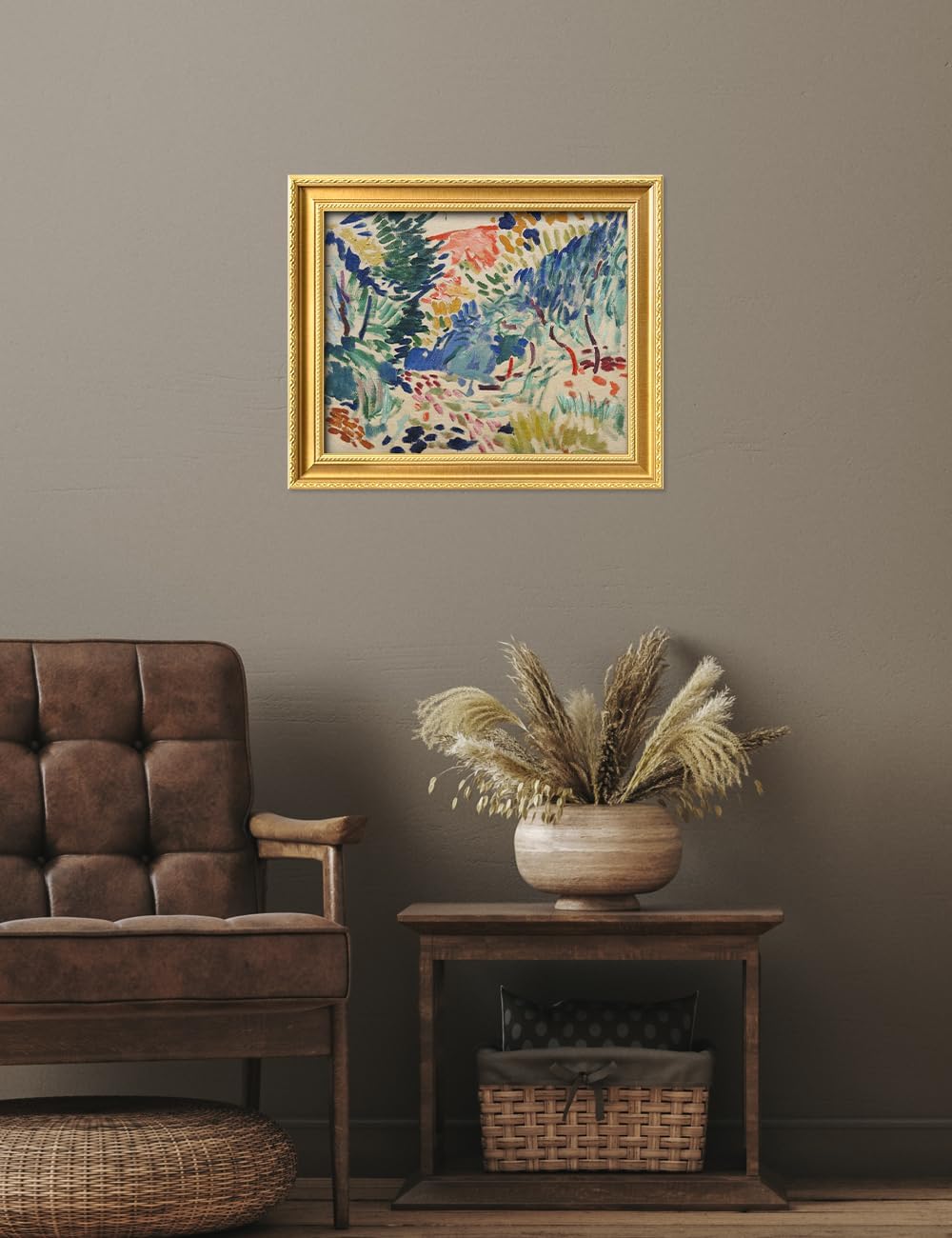 IPIC - In Landscape at Collioure by Henri Matisse, Framed Giclee Print on Canvas, Classic Wall Art with Gold Frame for Living Room or Bedroom, Image: 20x16, Total: 24.8 x 20.8, Made in USA