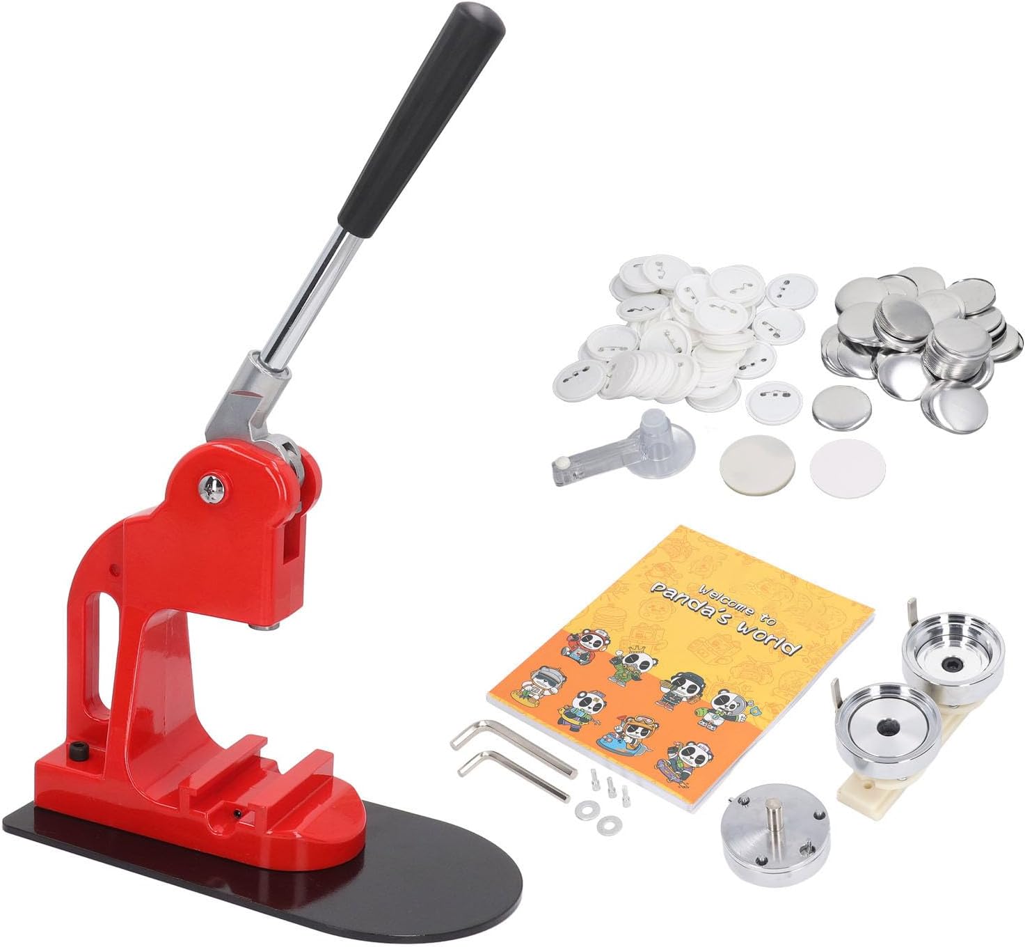 Fafeicy Button Maker Machine Stainless Steel Badge Press with 100PCS Button Parts, High Maker for Homemade Buttons Political Campaigns Sporting Events Parties (25mm)
