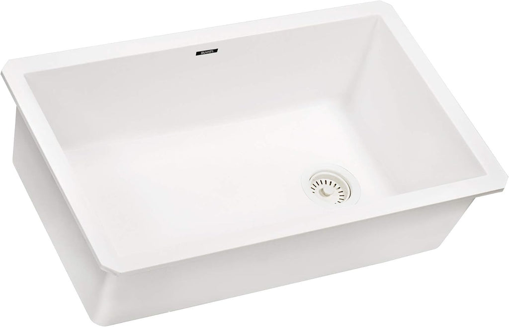 Ruvati 32 x 19 inch epiGranite Undermount Granite Composite Quartz Single Bowl Kitchen Sink - Arctic White - RVG2033WH