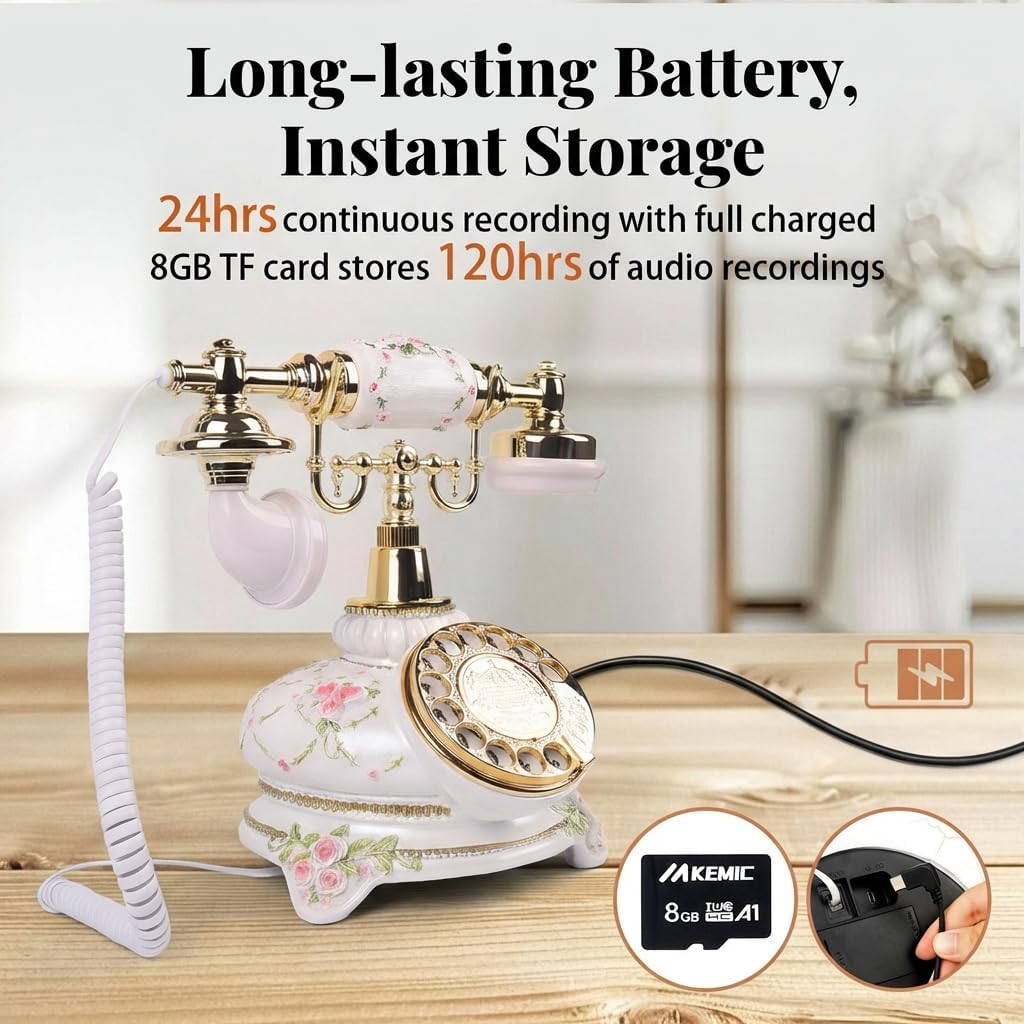 Audio Guest Book Wedding Phone, Audio Guestbook Phone Recorder, Leave a Message After the Tone Guest Book, for Weddings, Parties, Birthdays, Graduations (Flower Striped