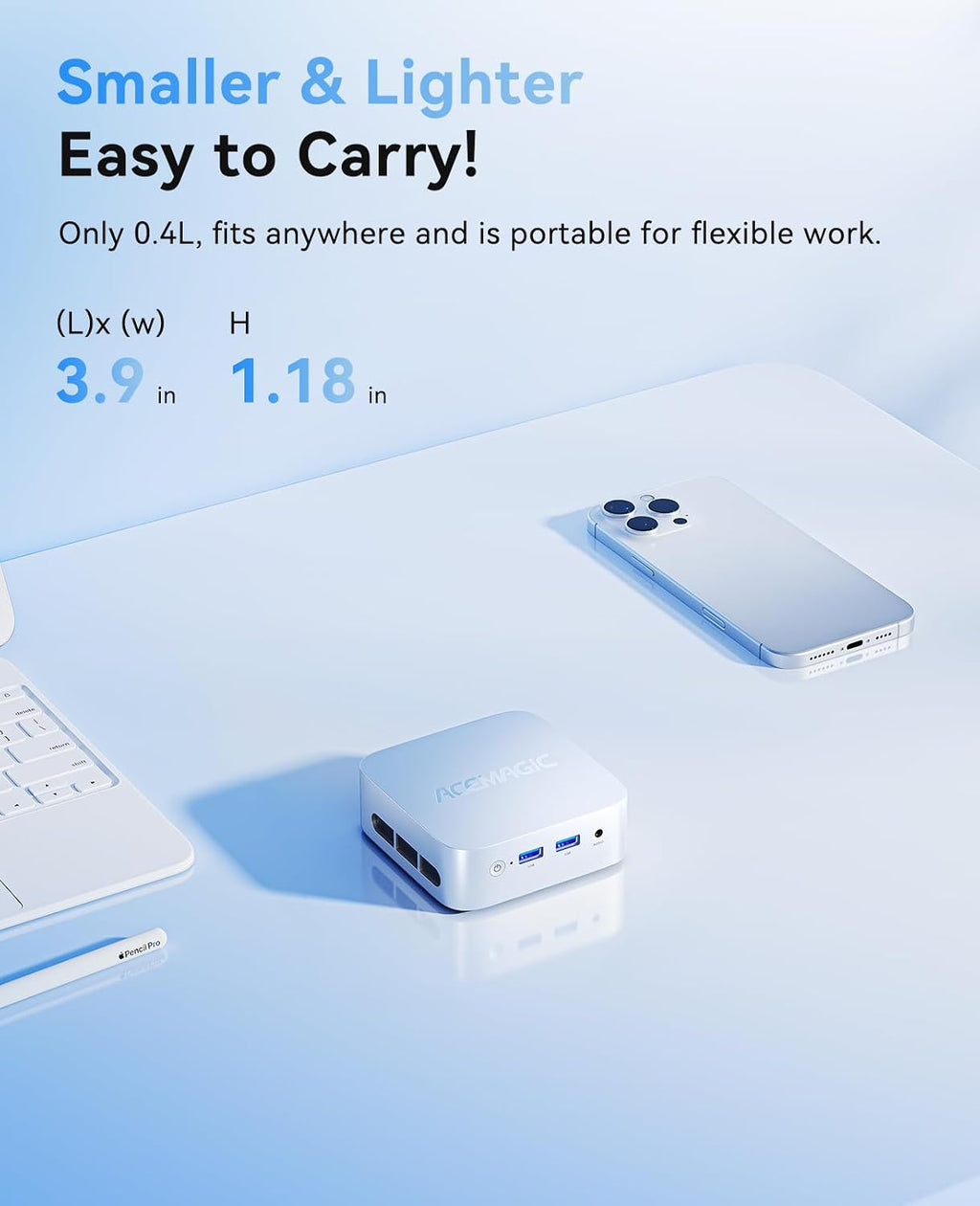 ACEMAGIC Vista V1 N95 Mini Pc, 12Th Gen Intel N95 (Beat N100, Up to 3.6Ghz), 16GB DDR4 RAM 512GB SSD Mini Computers, 4K Dual Display, WiFi/Bt, Vesa Mount, Home/Office Micro Pc