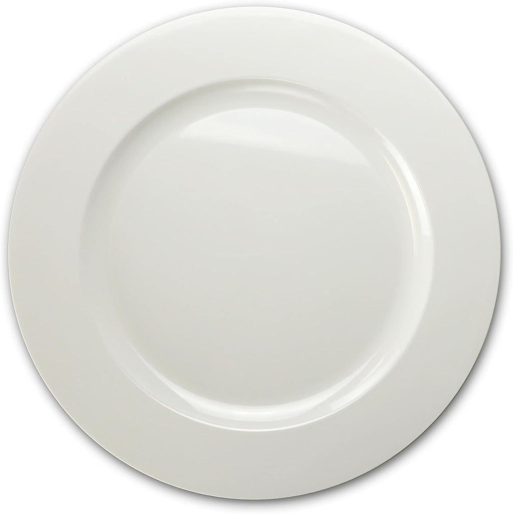 OCCASIONS 120 Piece Disposable Charger Plates Bulk – 12 Inch Heavyweight Plastic Plate Chargers for Weddings, Parties, Events – Elegant White Chargers for Dinner Plates – Plain White Collection
