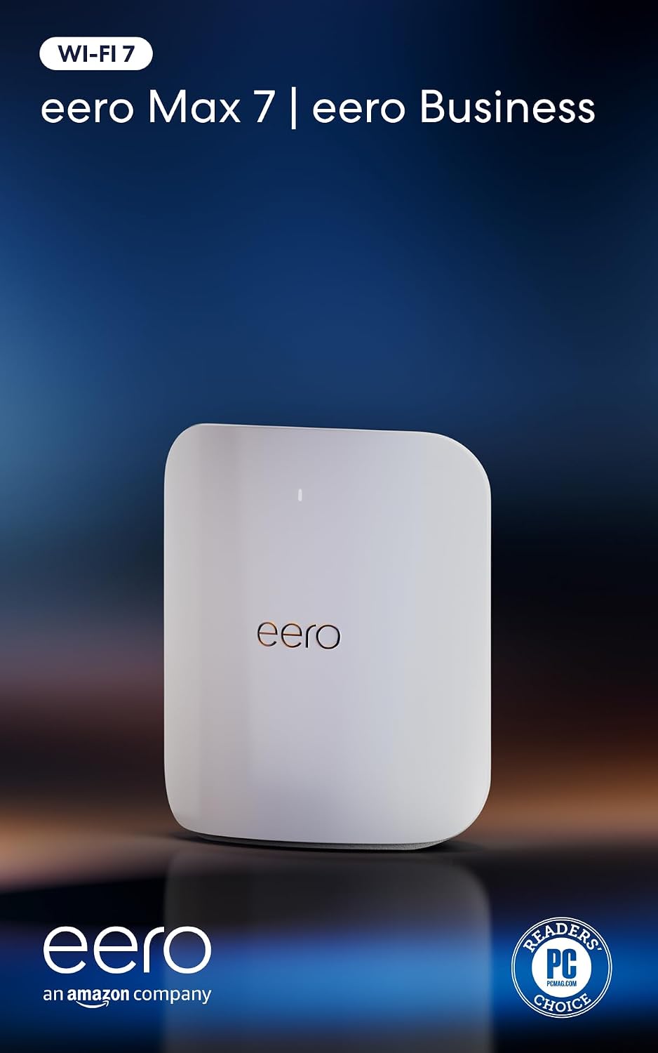 Amazon eero Max 7 mesh wifi router with 1 month free eero Business (auto-renews annually) - Supports internet plans up to 10 Gbps, Coverage up to 2,500 sq. ft., Connect 250+ devices, 1-pack