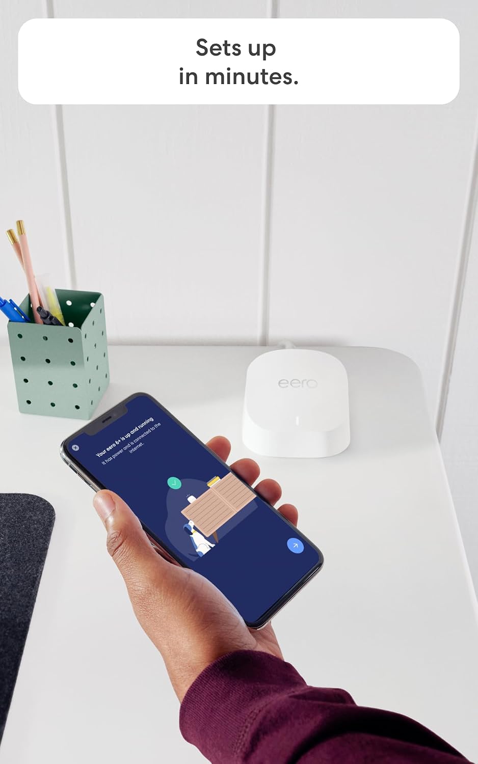Amazon eero 6+ mesh wifi router with 1 month free eero Business (auto-renews annually) - Coverage up to 1,500 sq. ft., Connect 75+ devices, 1-pack