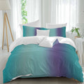 Gradient Green Purple Duvet Cover Set Queen Size 4 Pieces Modern Abstract Minimalist Teal Ocean Beach Bedding Set with Zipper Closure, 1 Comforter Cover 86x86 Inches 1 Flat Sheet & 2 Pillow Cases