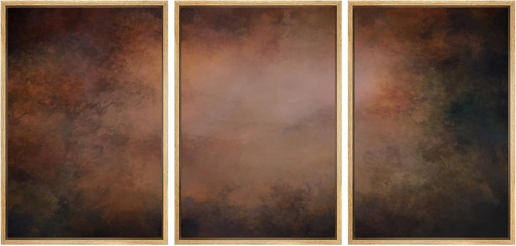 SIGNWIN Framed Canvas Print Wall Art Set Rustic Abstract Warm Brown Gradient Illustrations Modern Scenic Colorful Ultra for Living Room, Bedroom, Office - 24'x36'x3 Natural