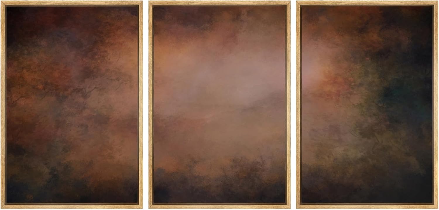 SIGNWIN Framed Canvas Print Wall Art Set Rustic Abstract Warm Brown Gradient Illustrations Modern Scenic Colorful Ultra for Living Room, Bedroom, Office - 24'x36'x3 Natural