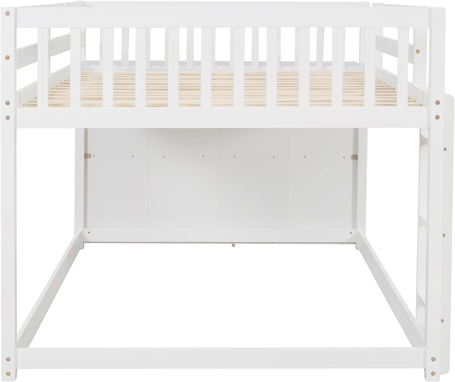 Full-Over-Full Size Bunk Bed, Bedroom Furniture Pine Wood Bed Frame with Storage Drawers and Open Shelves, Drawers and Shelves Set Can Be Moved, for Kids & Teens (White)