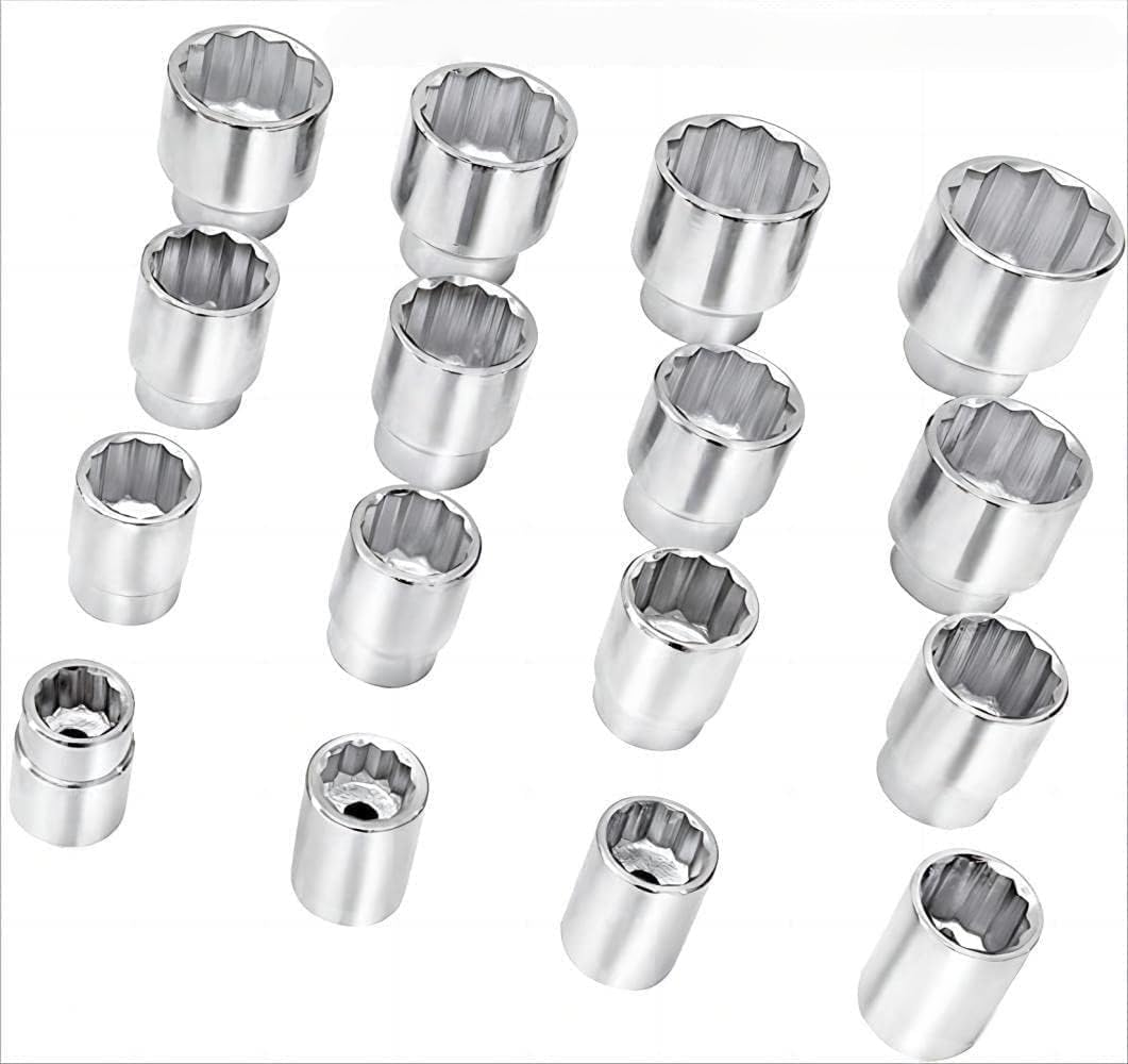 TONYNOL 3/4 Inch Drive Socket Wrench Sets,21-Piece,Metric Size(19-50mm),12-Point,CR-V Steel Sockets with Adapters and Ratchet Handle,Flex-head breaker bar